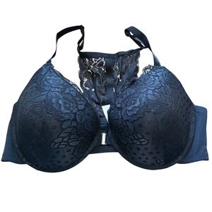 Black Front Close Lace Racerback Bra Women 40DDD Black Excellent